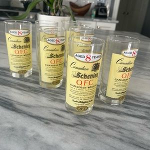 CANADIAN 🥃SCHENLEY OFC 🥃CANADIAN 🥃WHISKY GLASSES 7 in total🥃🥃Christmas gift